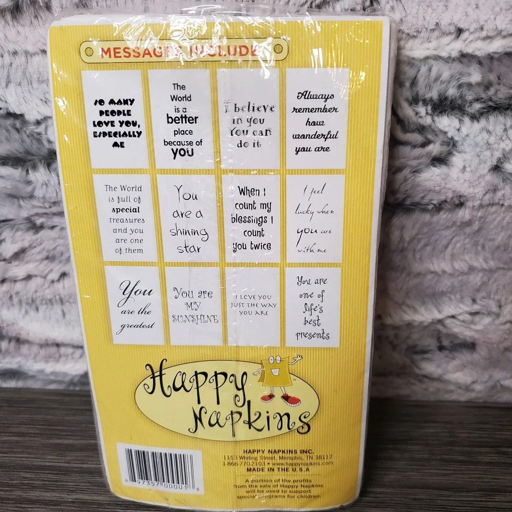 Happy Napkins, 12 Double Ply, Encouragement, Inspiration Lunchbox / Work Notes
